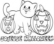 Coloriage joyeuse halloween chat citrouille 2018